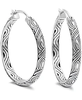 Devata 35mm Bali Woven Hoop Earrings in Sterling Silver