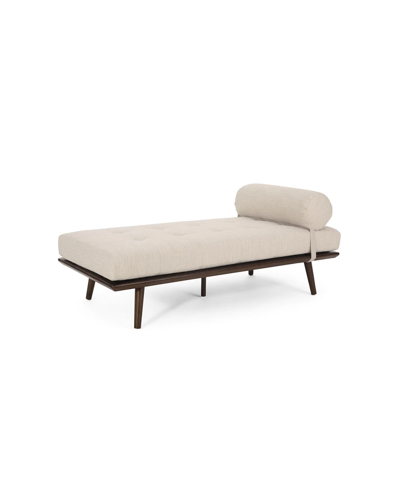 Streamdale Furniture Mid-Century Modern Chaise Lounge with Button-Tufted Upholstery and Bolster Pillow