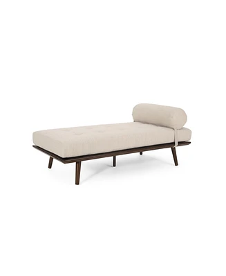 Streamdale Furniture Mid-Century Modern Chaise Lounge with Button-Tufted Upholstery and Bolster Pillow