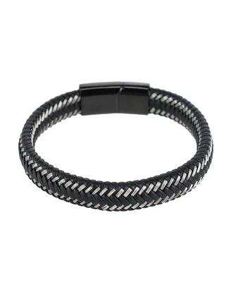 Trafalgar Esteban Black and Silver Braided Bracelet