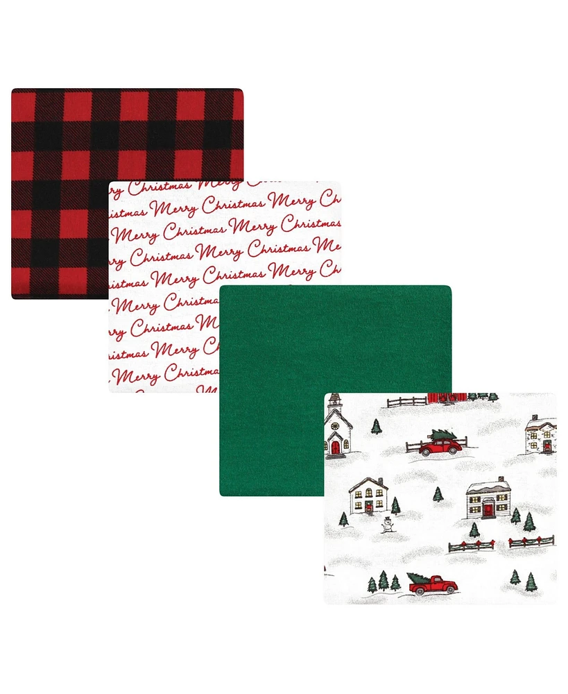 Hudson Baby Unisex Baby Cotton Flannel Receiving Blankets, Christmas Scene, One Size