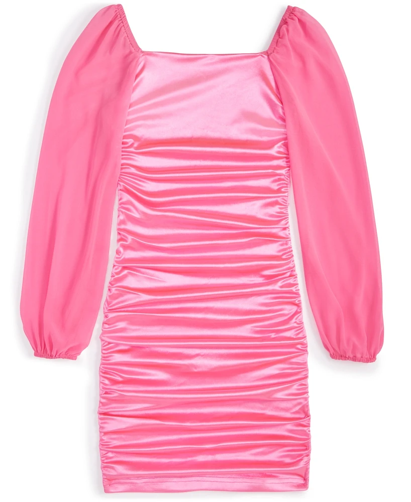 With Jules Big Girls Long-Sleeve Ruched Dress