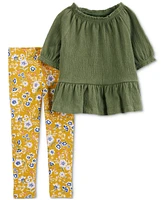 Carter Toddler Girls Peplum Top & Floral Leggings Set