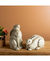 Slickblue Garden Rabbit Figurines - Set of 2 Outdoor Decor Pieces