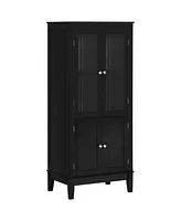 kleankin Bathroom Floor Cabinet Corner Unit with 4 Doors, Adjustable Shelves, Black