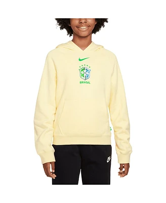 Nike Big Boys and Girls Yellow Brazil National Team Air Pullover Hoodie