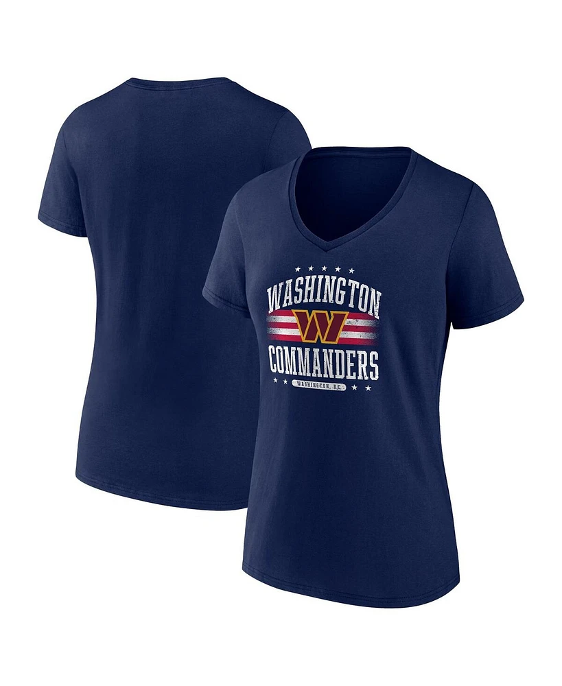 Fanatics Women's Navy Washington Commanders Americana V-Neck T-Shirt