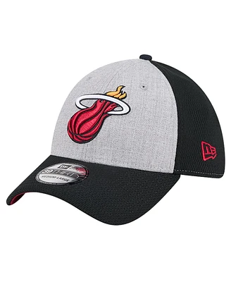 New Era Men's Heather Gray/Black Miami Heat Two-Tone 39THIRTY Flex Hat