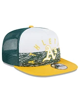 New Era Men's White/Gold Oakland Athletics Team Foam Front A-Frame Trucker 9FIFTY Snapback Hat