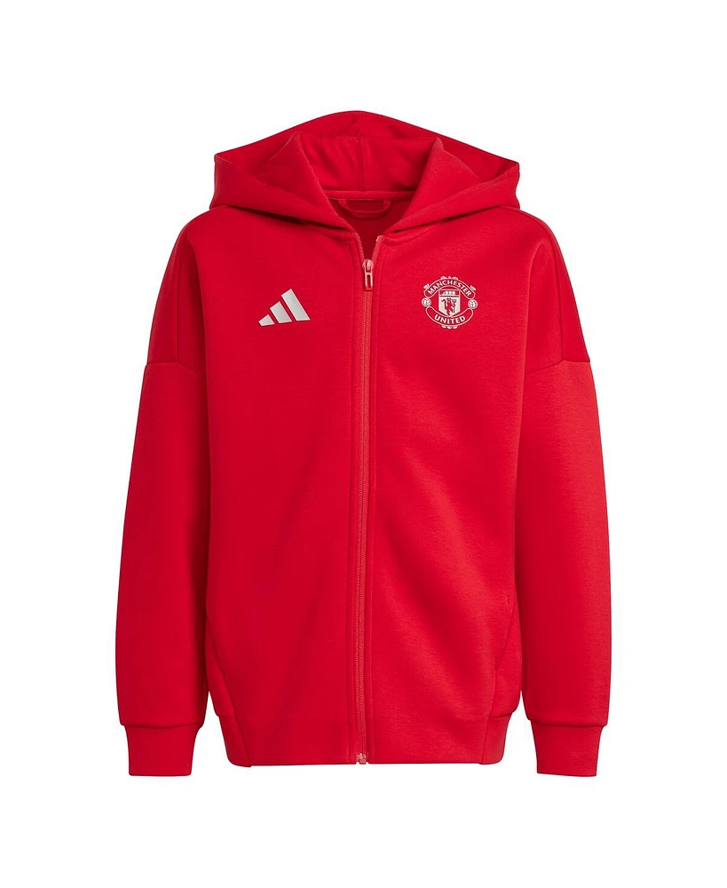 Adidas Big Boys and Girls Red Manchester United 2024/25 Anthem Full-Zip Hoodie