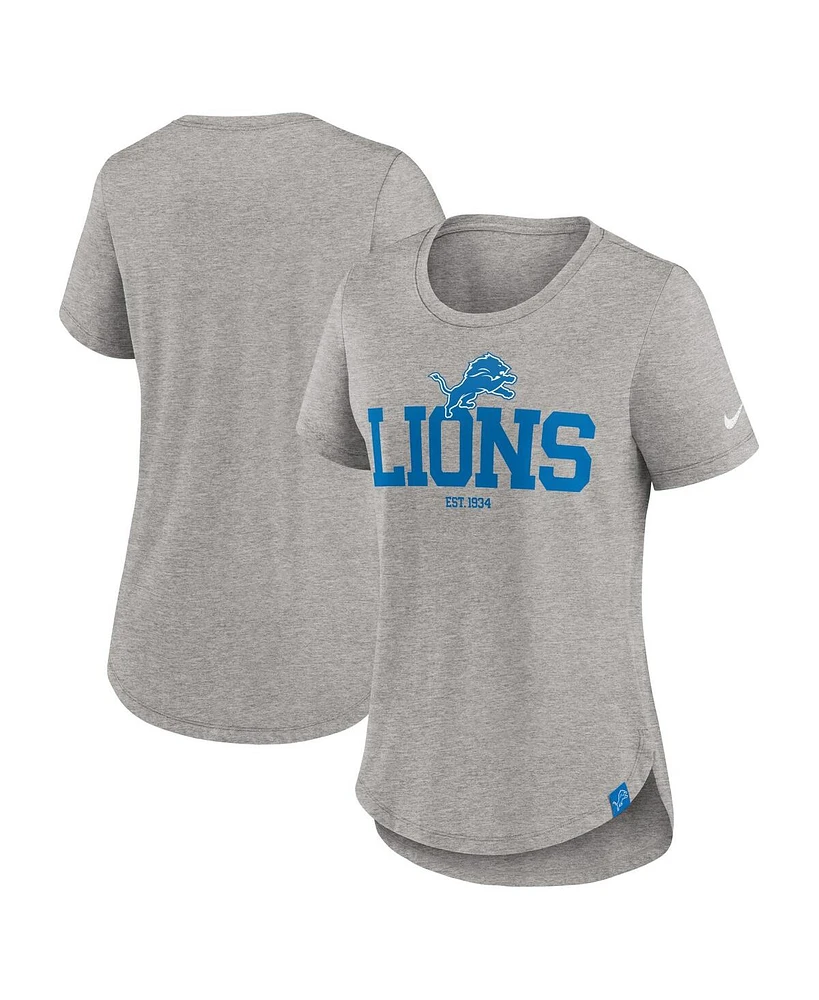 Nike Women's Heather Charcoal Detroit Lions Fashion Tri-Blend T-Shirt