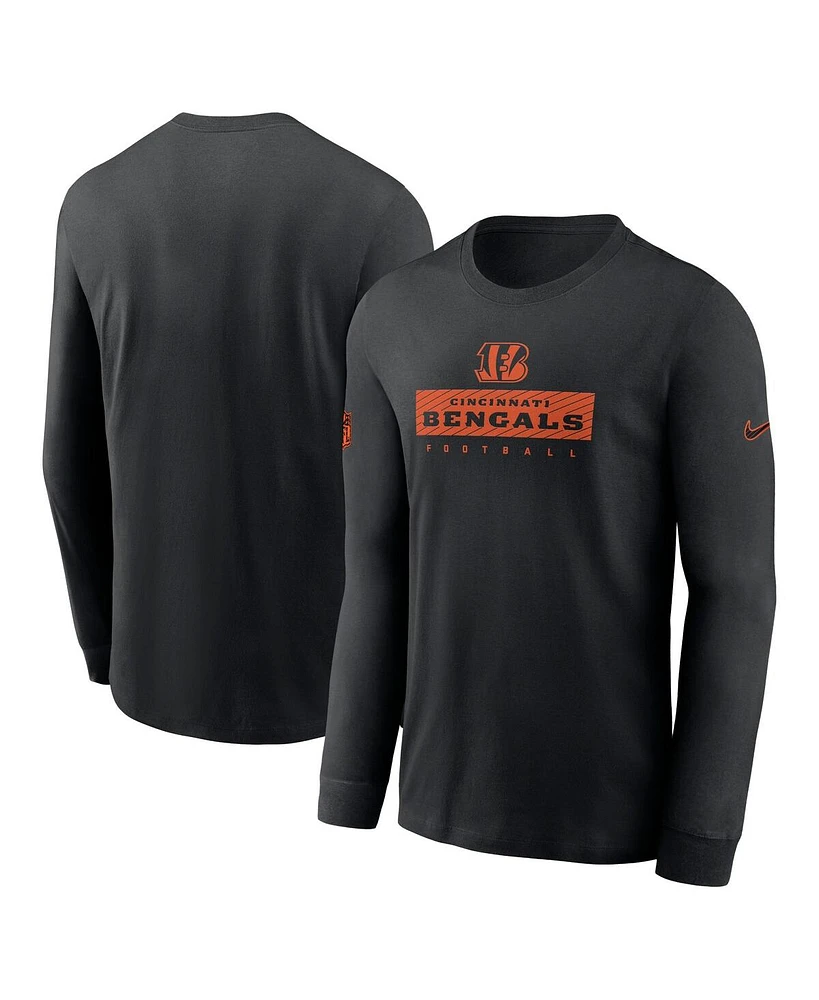 Nike Men's Black Cincinnati Bengals Sideline Performance Long Sleeve T-Shirt