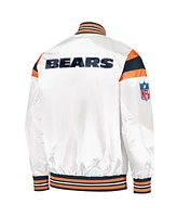 Starter Men's White/Navy Chicago Bears Vintage-like Satin Full-Snap Varsity Jacket