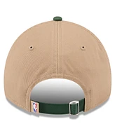 New Era Men's Tan/Hunter Green Milwaukee Bucks 2024 Nba Draft 9TWENTY Adjustable Hat