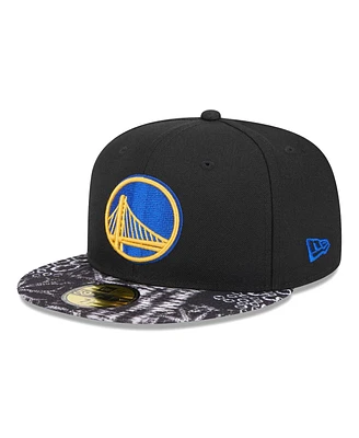 New Era Men's Black Golden State Warriors Coral Reef Visor 59FIFTY Fitted Hat