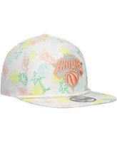 New Era Men's White New York Knicks Palm Trees and Waves Golfer Adjustable Hat