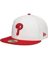 New Era Men's White/Red Philadelphia Phillies Major Sidepatch 59FIFTY Fitted Hat