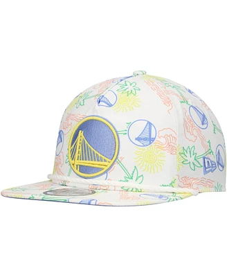 New Era Men's White Golden State Warriors Palm Trees and Waves Golfer Adjustable Hat