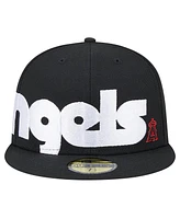 New Era Men's Black Los Angeles Angels Checkered Undervisor 59FIFTY Fitted Hat