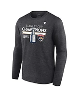 Fanatics Men's Heather Charcoal Florida Panthers 2024 Stanley Cup Champions Locker Room Long Sleeve T-Shirt