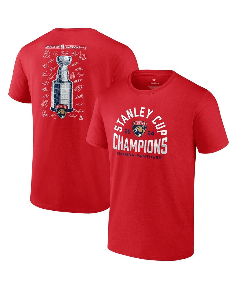 Fanatics Men's Red Florida Panthers 2024 Stanley Cup Champions Signature Roster T-Shirt