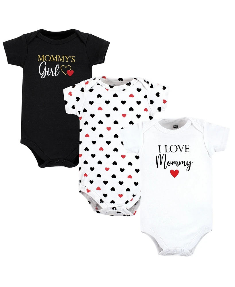 Hudson Baby Girls Cotton Bodysuits Mommy Red Black 3Pk