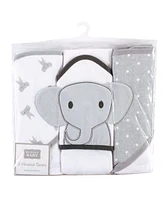 Hudson Baby Unisex Baby Cotton Rich Hooded Towels, Modern Elephant, One Size