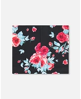 Deux par Deux Girl Mid-Season Jersey Neckwarmer Black Printed Roses - Toddler|Child