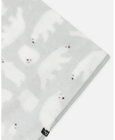 Deux par Deux Baby Boy Plush Blanket Gray Printed Polar Bears - Infant|Toddler