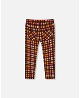 Deux par Little Girls Milano Treggings Plaid Magenta And Brown - Toddler|Child