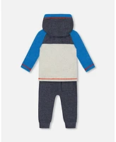 Deux par Deux Toddler Boys Super Soft Hooded Top And Brushed Jersey Pant Set Navy