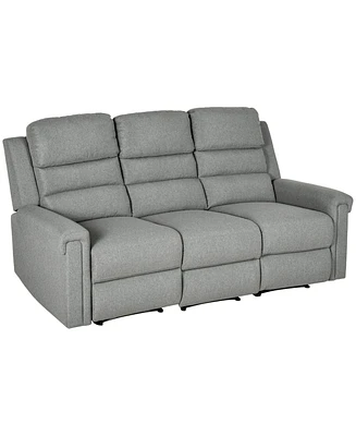 Homcom Recliner Sofa Couch with Footrests, 3 Seater Sofa Modern Couch Gray