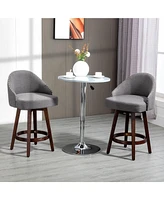 Homcom Fabric Bar stools Set of 2 Stools for Kitchen Counter with Nailhead Trim, Grey