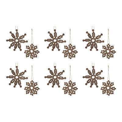 Slickblue Wood Bead Snowflake Ornament (Set of 12)