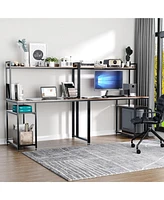 Homcom Modern Mdf Computer Office Desk with Storage Shelf Laptop Gaming Table