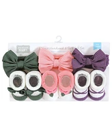 Hudson Baby Baby Girls Headband and Socks Giftset, Green