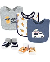 Hudson Baby Infant Boy Cotton Bib and Sock Set, Ice Cream Truck, One Size