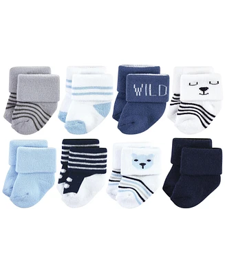 Hudson Baby Baby Boys Hudson Cotton Rich Newborn and Terry Socks, Bear 8Pk, 6-12 Months