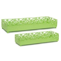 Slickblue Metal Cut Out Daisy Tray Planter (Set of 2)