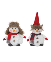 Slickblue Plush Snowman With Hat And Scarf (Set of 2