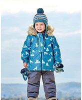 Deux par Baby Boys Two Piece Snowsuit Sage Printed Wolves And Dark Grey - Infant|Toddler