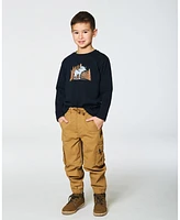 Deux par Little Boys Stretch Twill Cargo Jogger Pants Dark Beige - Toddler|Child