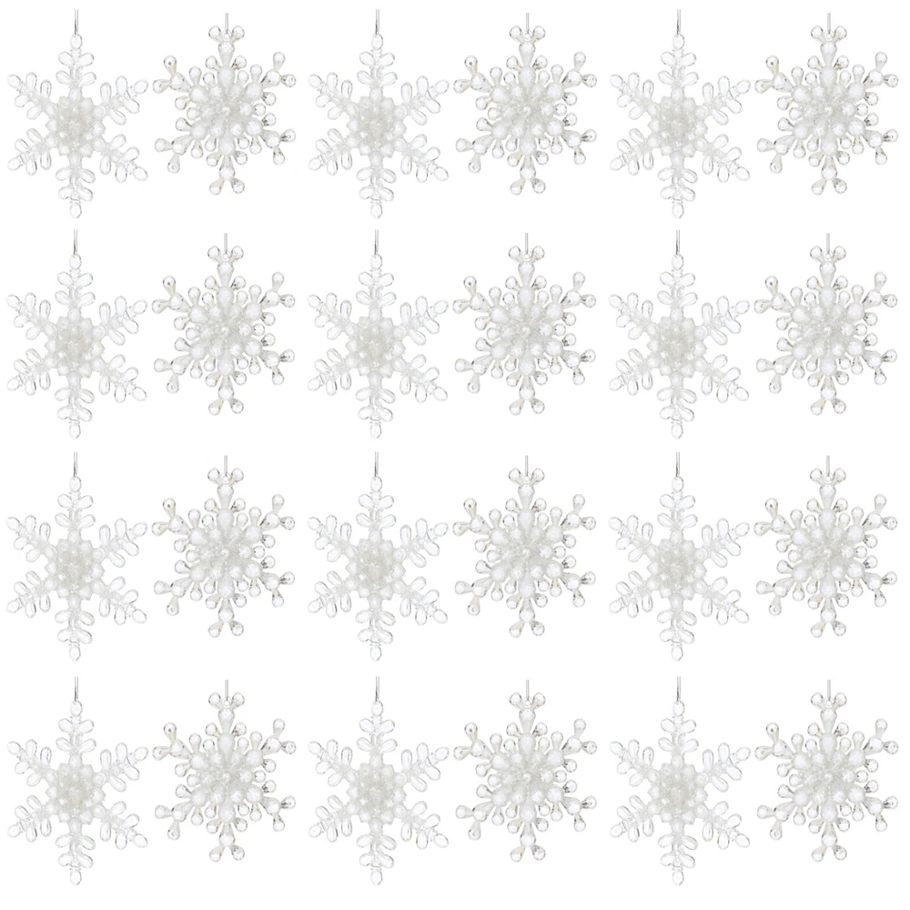 Slickblue Clear Acrylic Snowflake Ornament (Set of 24)