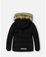 Deux par Deux Kids Unisex Puffy Jacket Black