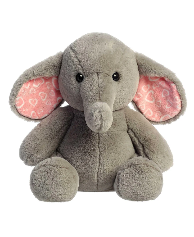 Aurora Large Lola Elephant Valentine Heartwarming Plush Toy Gray 16"