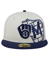 New Era Men's Cream/Navy Milwaukee Brewers Lonestar 59FIFTY Fitted Hat