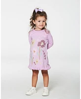 Deux par Baby Girls Knitted Dress With Flowers Lilac