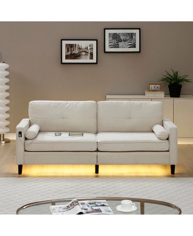 Simplie Fun Premium Sofa with Usb Charging, Storage Pockets, Ambient Lighting