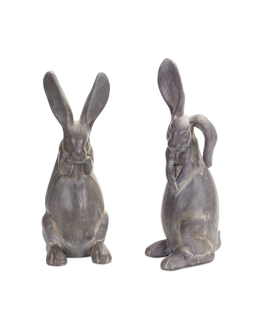 Slickblue Long Ear Stone Rabbit Garden Statue (Set of 2)