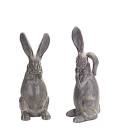 Slickblue Long Ear Stone Rabbit Garden Statue (Set of 2)